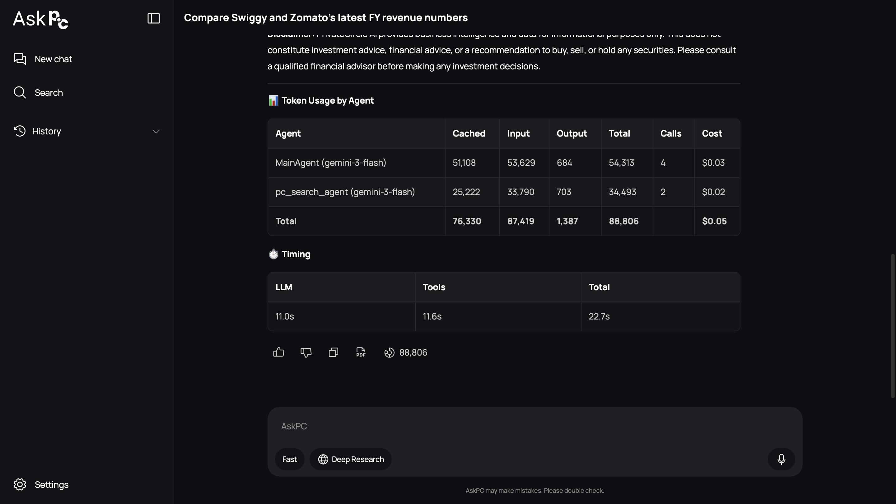 AI Research Conversation View